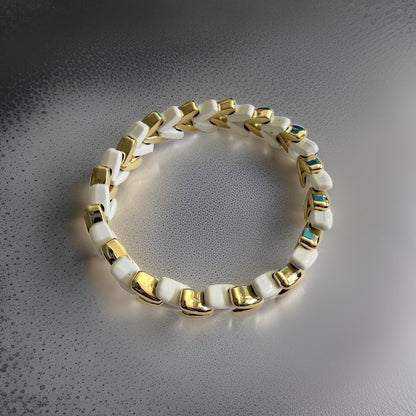 Pulsera blanco y dorado V