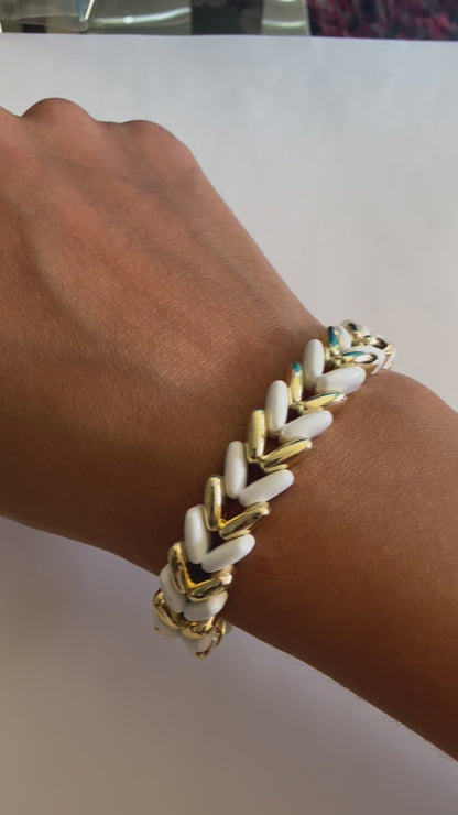 Pulsera blanco y dorado V